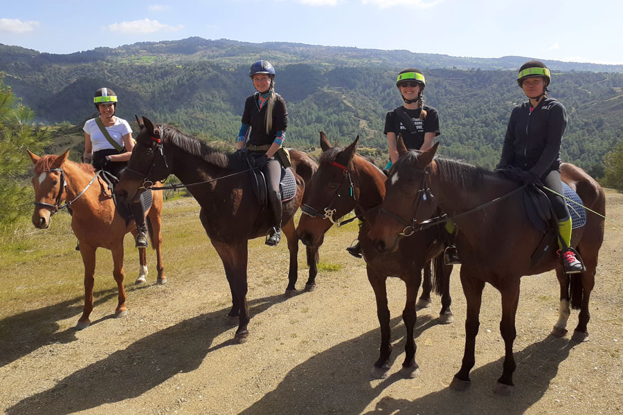 Horse trekking with a beautiful mountain view